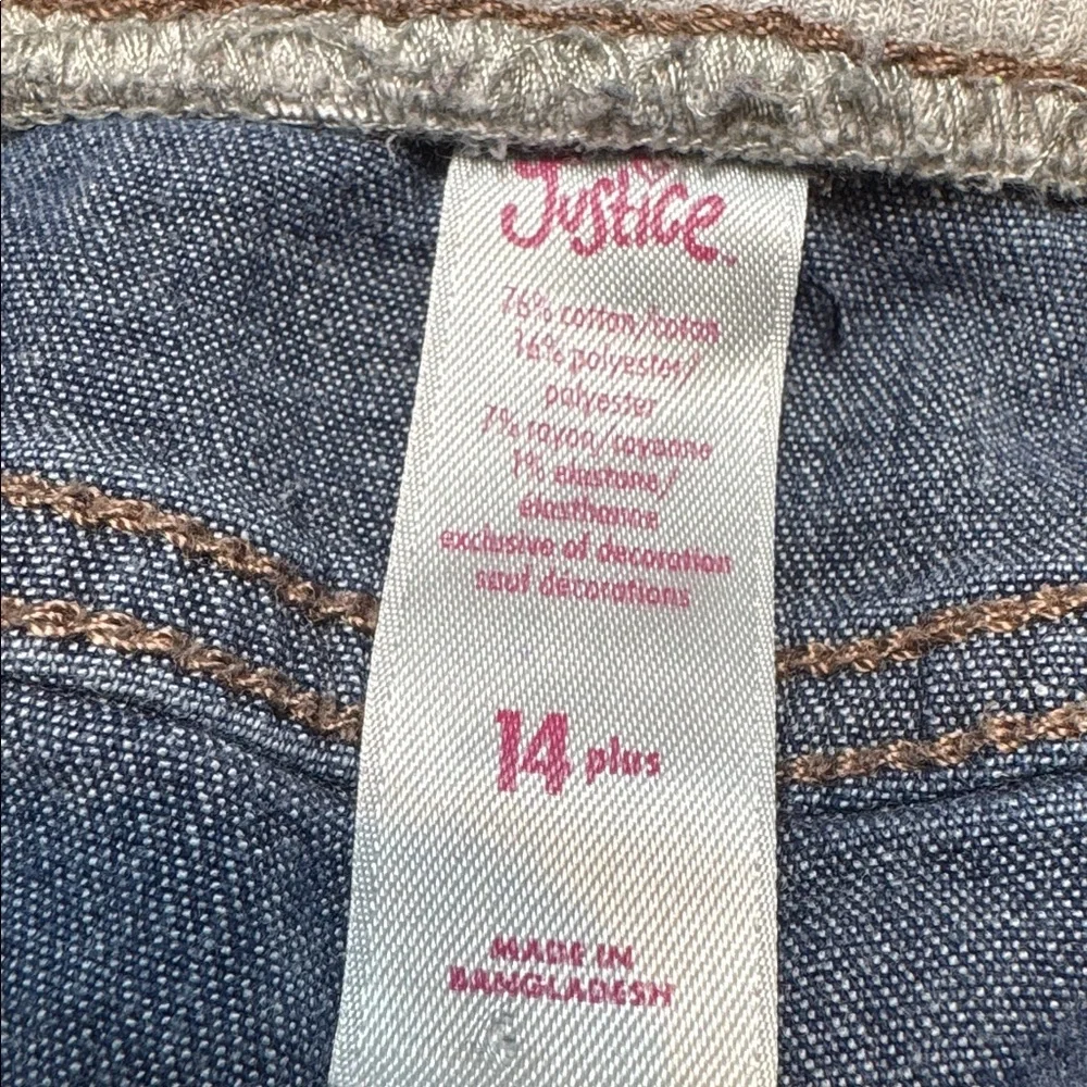 Justice Blue Denim Shorts with Light Gray Knit Waistband